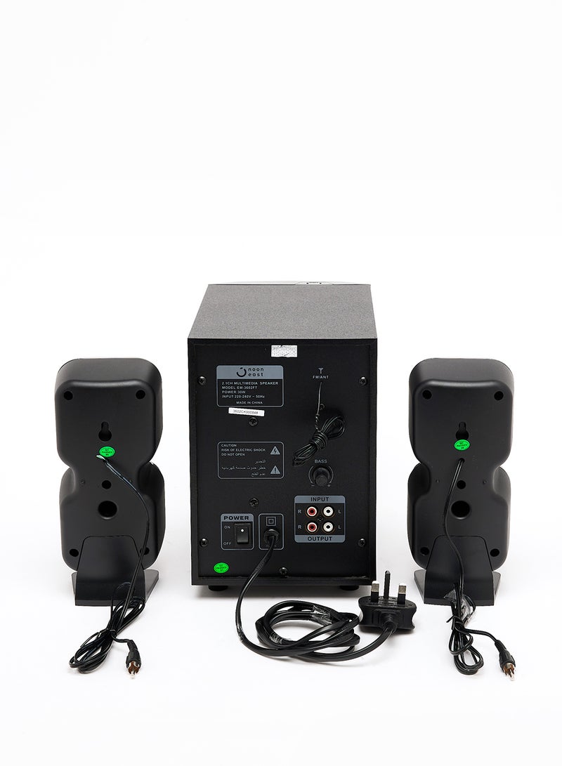 Noon East - 2.1CH Bluetooth Multimedia Wireless Speaker - With 30 W Output, USB Playback, Bluetooth, Remote And LED Backlight EM-3602FT Black - Image 1