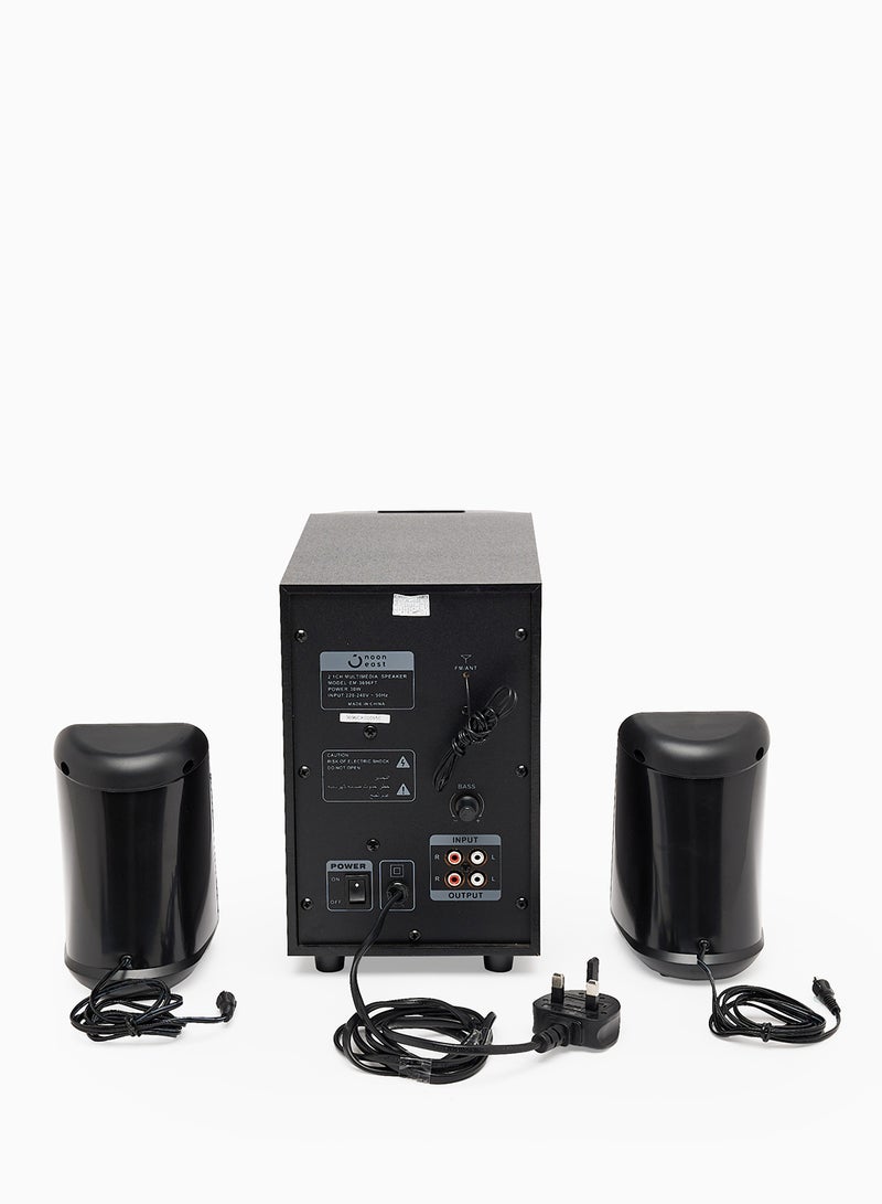 مكبر صوت لاسلكي متعدد الوسائط بتقنية البلوتوث 2.1 قناة - مع مخرج 30 وات وتشغيل USB وبلوتوث وجهاز تحكم عن بعد وإضاءة خلفية LED