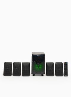 مكبر صوت لاسلكي متعدد الوسائط بتقنية البلوتوث 5.1CH - مع مخرج 45 وات، تشغيل USB، بلوتوث، جهاز تحكم عن بعد وإضاءة خلفية LED