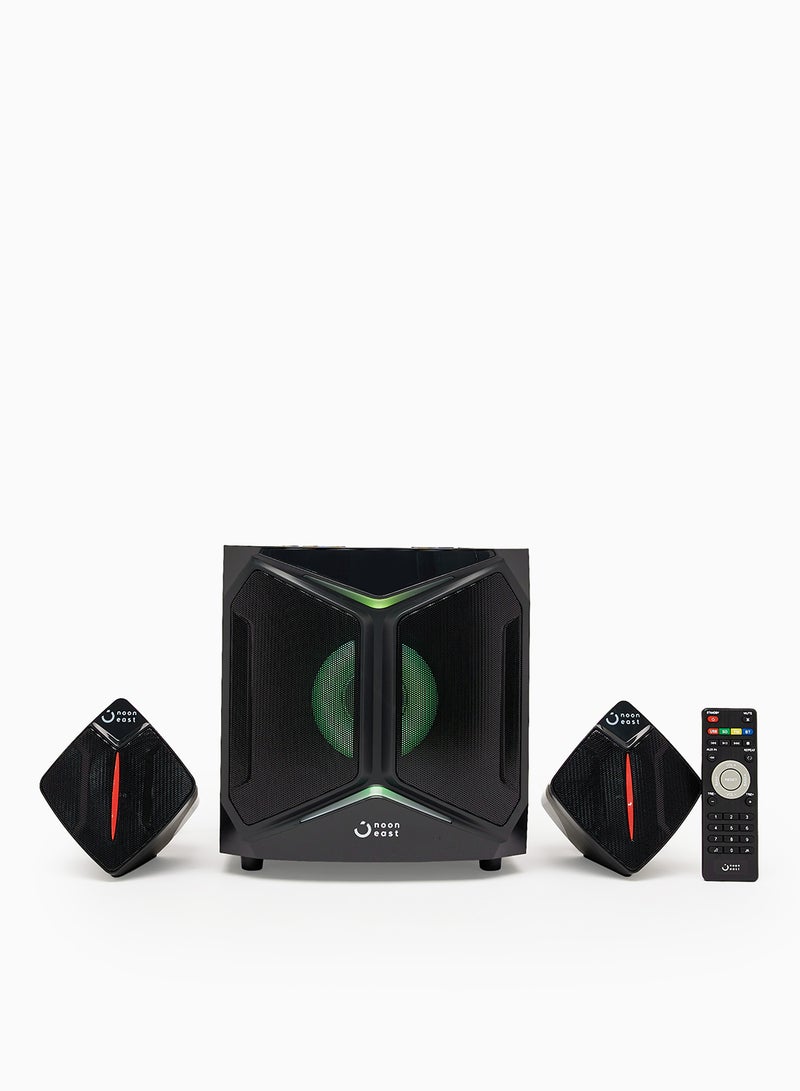 Noon East - 2.1CH Bluetooth Multimedia Wireless Speaker - With 60W Output, USB Playback, Bluetooth, Remote And LED Backlight EM-3012FST Black - Image 1