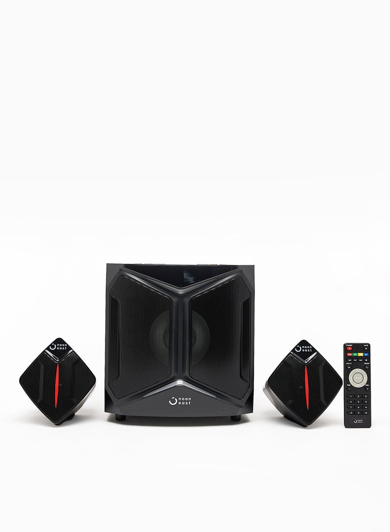 Noon East - 2.1CH Bluetooth Multimedia Wireless Speaker - With 60W Output, USB Playback, Bluetooth, Remote And LED Backlight EM-3012FST Black - Image 1