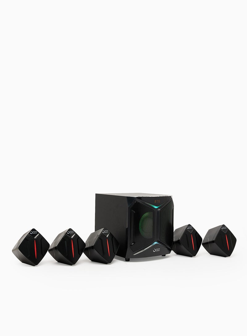 Noon East - 5.1CH Bluetooth Multimedia Speaker 80W Output, USB Playback, Bluetooth, Remote And LED Backlight Em-5012FT EM-5012FT Black - Image 1