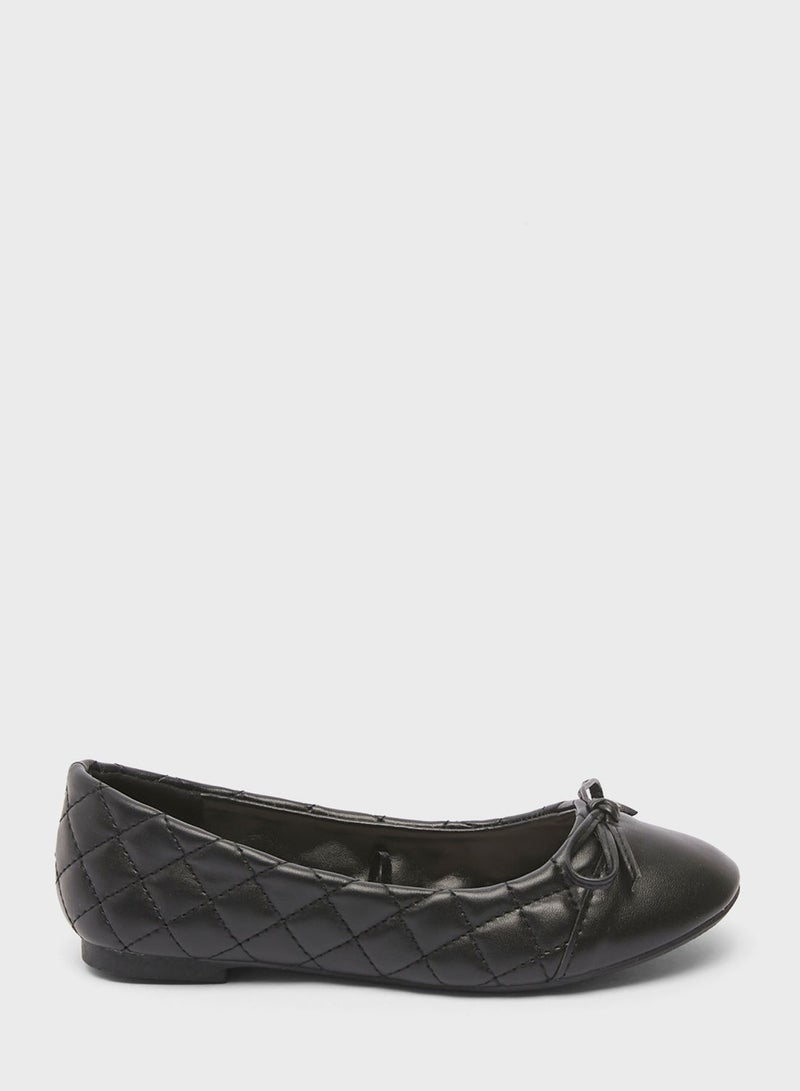 shoexpress Youth Bow Detail Quilted Ballerinas Black - Image 3