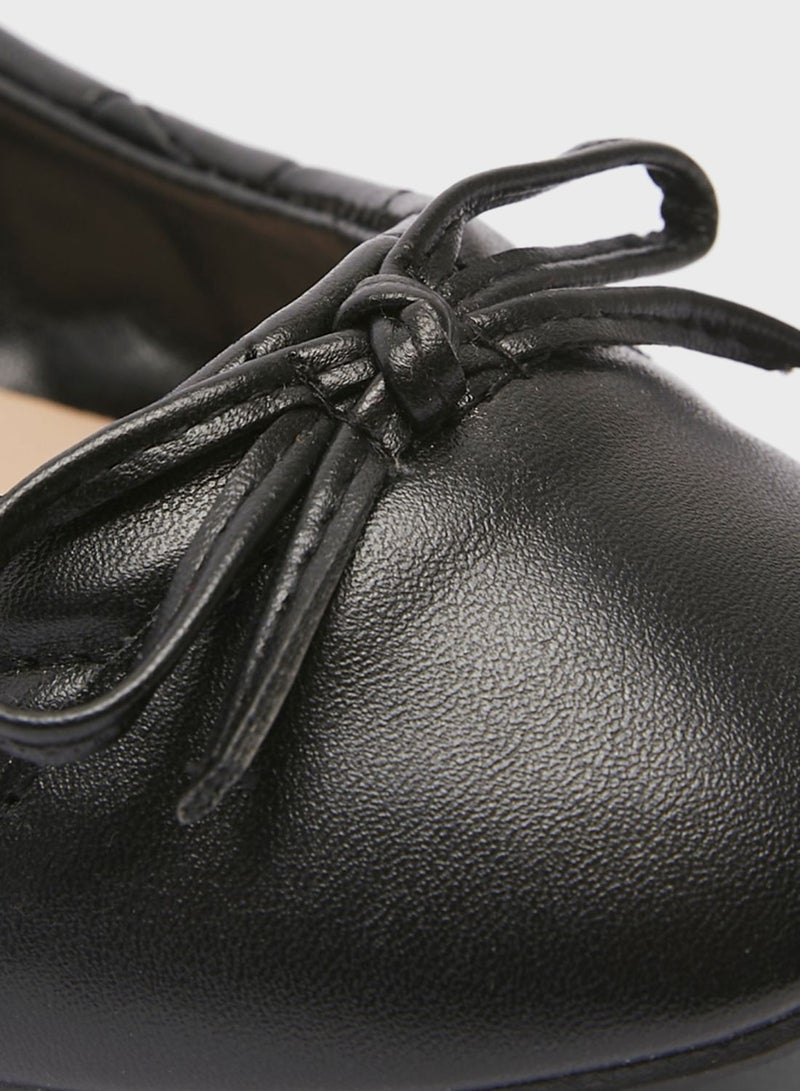 shoexpress Youth Bow Detail Quilted Ballerinas Black - Image 4
