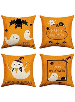 Farmhouse Pillow Covers Country Throw Halloween Happy Ghost Cartoon Cute Autumn Treat And Trick Throw polyester Multicolour 40x40cm - v1645605735/N52748257A_1