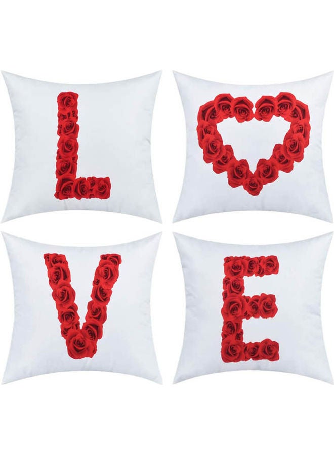 Decalac Love Throw Pillow Covers Cushion Cover Set Of 4 Decorative Pillow Cases For Lover Sofa Bedroom Car Office Cotton White 40x40cm - Image 1