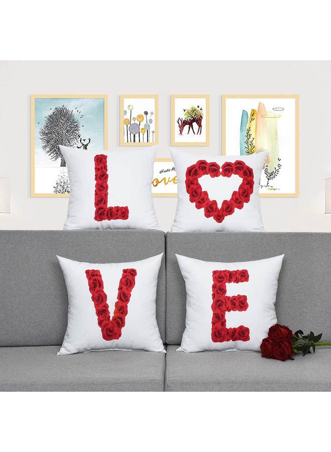 Decalac Love Throw Pillow Covers Cushion Cover Set Of 4 Decorative Pillow Cases For Lover Sofa Bedroom Car Office Cotton White 40x40cm - Image 3