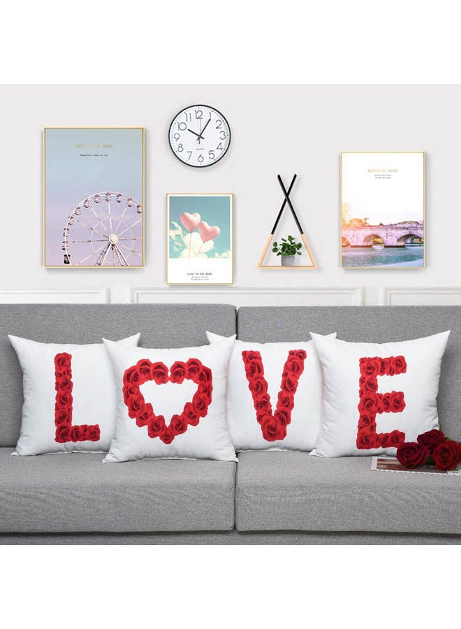 Decalac Love Throw Pillow Covers Cushion Cover Set Of 4 Decorative Pillow Cases For Lover Sofa Bedroom Car Office Cotton White 40x40cm - Image 2