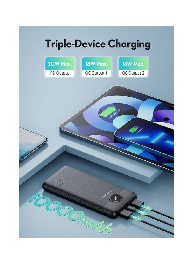 راف باور باور بانك 10000.0 مللي أمبير 3 منافذ 20 وات أسود أسود - Image 2