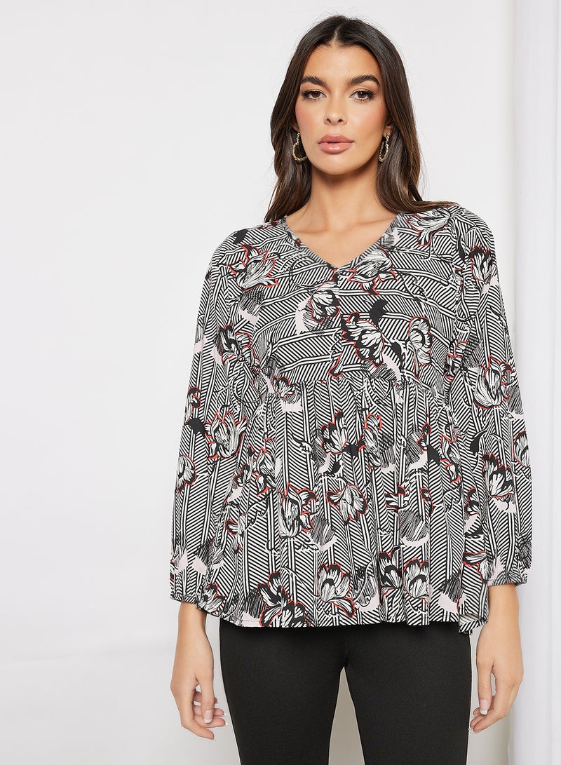Aila All-Over Printed Long Sleeve Top Multicolour - Image 1