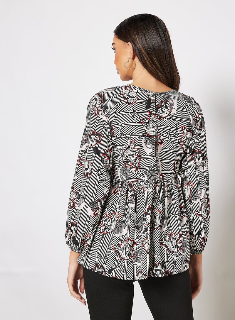 Aila All-Over Printed Long Sleeve Top Multicolour - Image 2