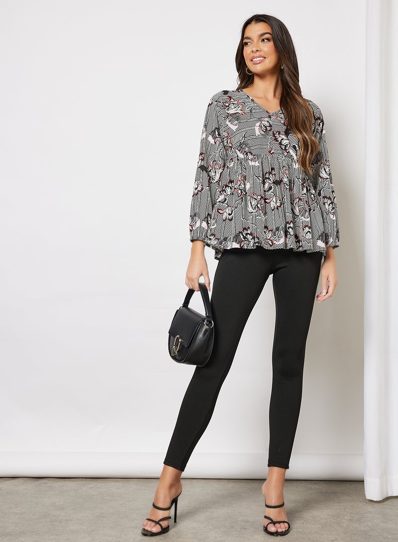 Aila All-Over Printed Long Sleeve Top Multicolour - Image 4