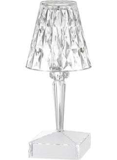Diamond Table Lamp Adjustable Light Sensitivity Multi-faceted Prism Design For Bedroom Clear 10.6x4.7x1.1inch