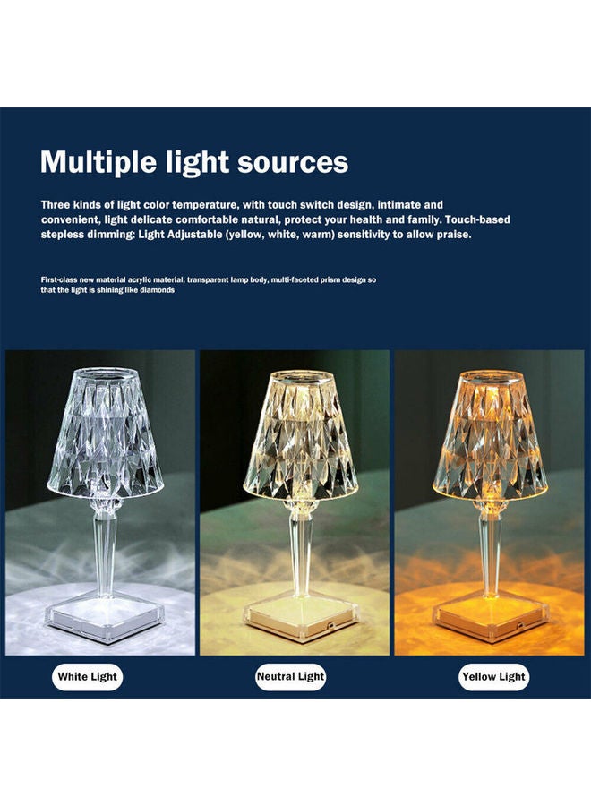 Generic - Diamond Table Lamp Adjustable Light Sensitivity Multi-faceted Prism Design For Bedroom Clear 10.6x4.7x1.1inch - Image 1