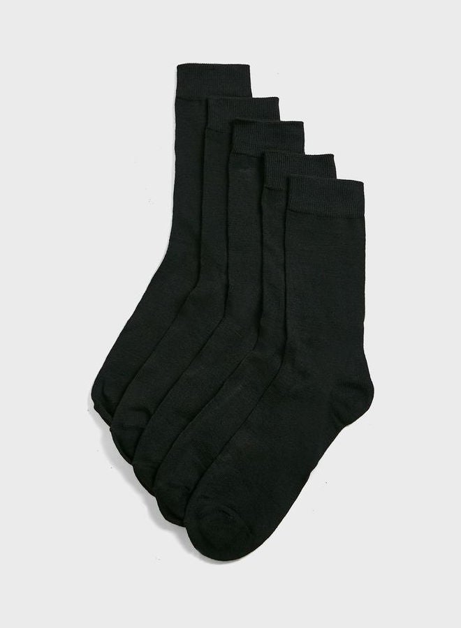 BRAVE SOUL Pack Of 5 Reinforced Toe & Heel Socks Black  - Image 1