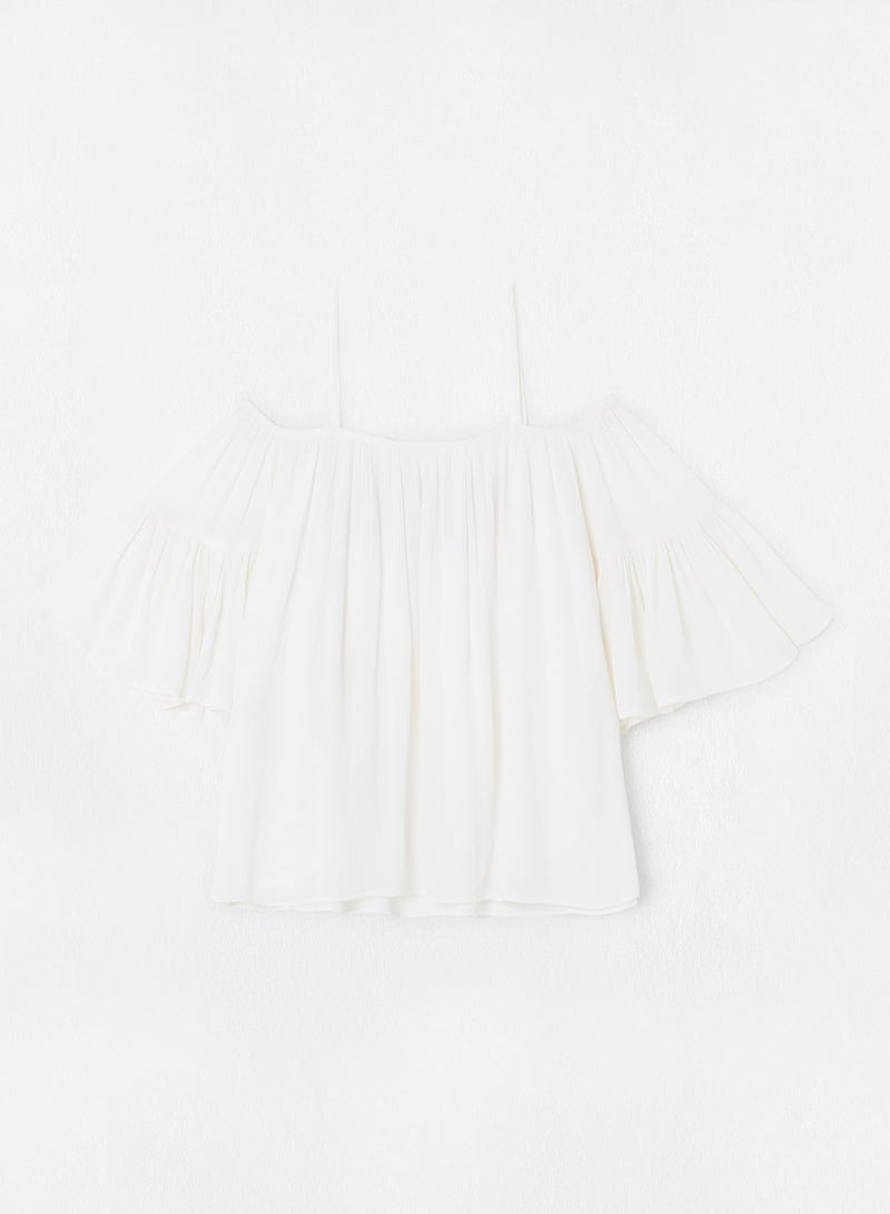 Aila Embroidered Detail Top White  - Image 2