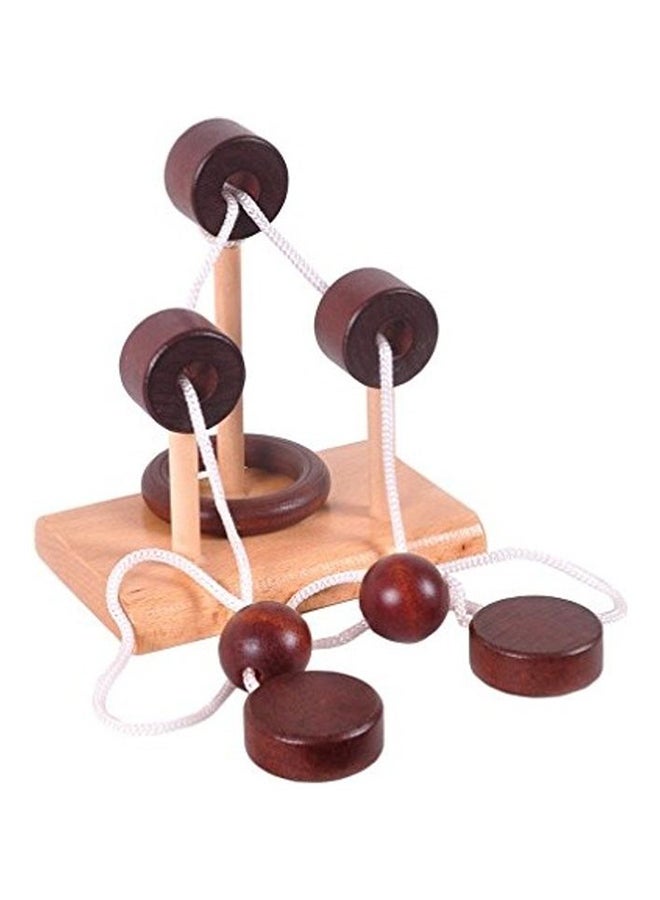 KINGOU 4 Pack Classic Wooden Rope Puzzle Set Ring Puzzles String Solution Central Brain Teaser For Adults/Kids Game 4.2 X8.2 X5.7inch  - Image 1
