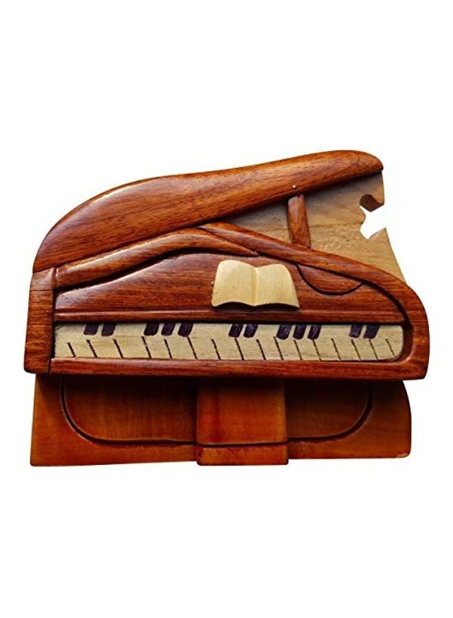 South Asia Trading Handmade Wooden Art Trick Secret Piano Puzzle 2.5 X6 X4inch  - Image 1