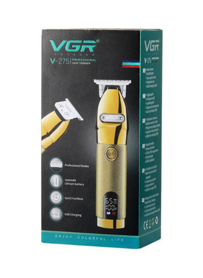 VGR Cordless Rechargeable Hair Clipper Beard Trimmer Led Oil Head Professional Shaver Gold - Image 1