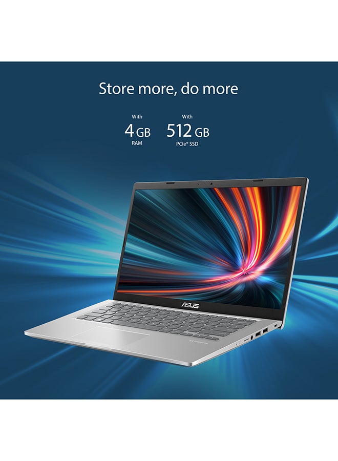 ASUS - X415EA-EB584W Laptop With 14-Inch Full HD Display, 11th Gen Core i3-1115G4 Processor/4GB RAM/512GB SSD/Intel UHD Graphics/Windows 11/Backlit/ English/Arabic Transparent Silver - Image 1