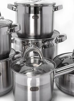 ALBERTO 12-Piece Stainless Steel Cookware Set Stainless Steel 52x23x28cm  - Image 2
