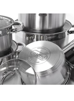 ALBERTO 12-Piece Stainless Steel Cookware Set Stainless Steel 52x23x28cm  - Image 3