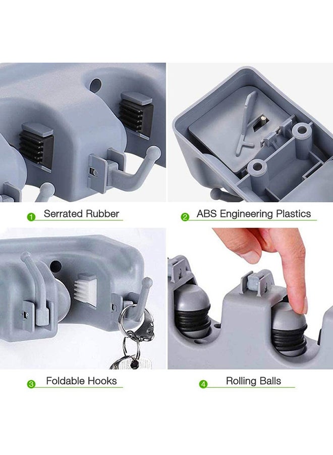 Wall Mounted ABS Mop And Broom Holder Grey