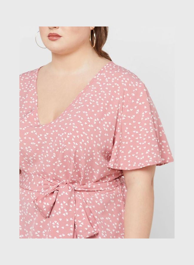 Ginger Plus - Ditsy Print Top Pink - Image 1