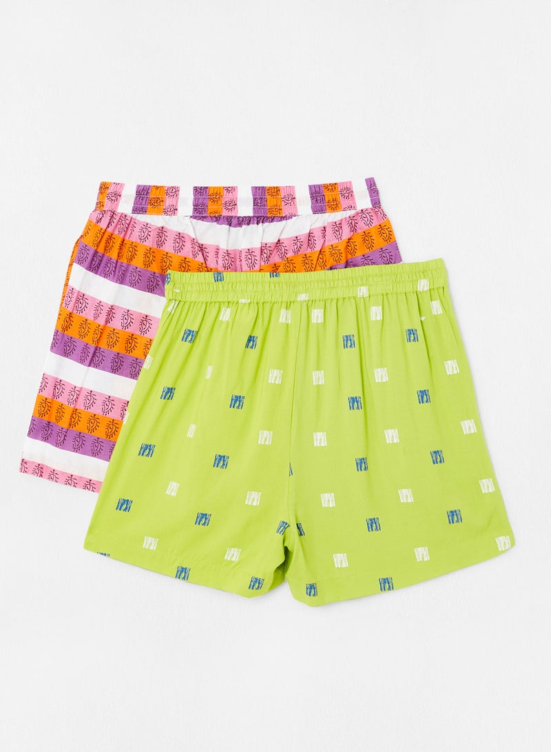 Aila 2 Pack Of Shorts With Scrunchie Multicolour - Image 2