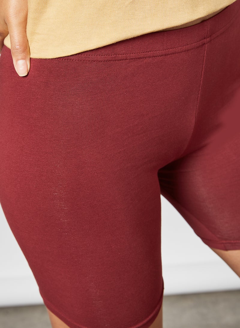Aila High Waist Plain Leggings Red - Image 4