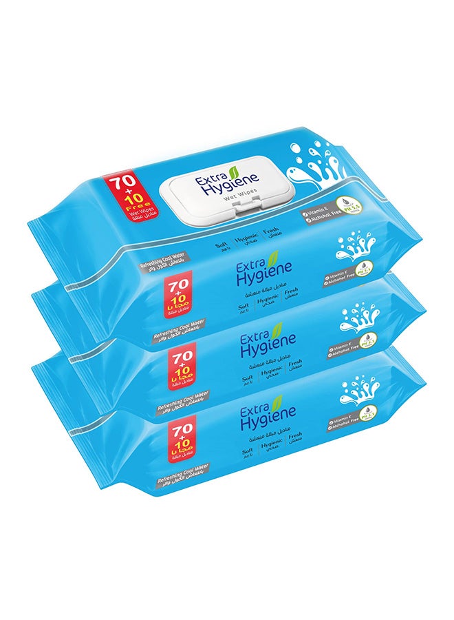 مجموعة مناديل مبللة كول ووتر مكونة من 3 عبوات 80 Sheets