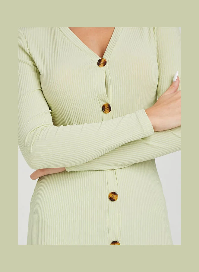 Closet By Styli V-Neck Mini Dress Green