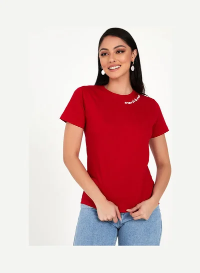 Closet By Styli Womens Round Neck T-Shirt Red