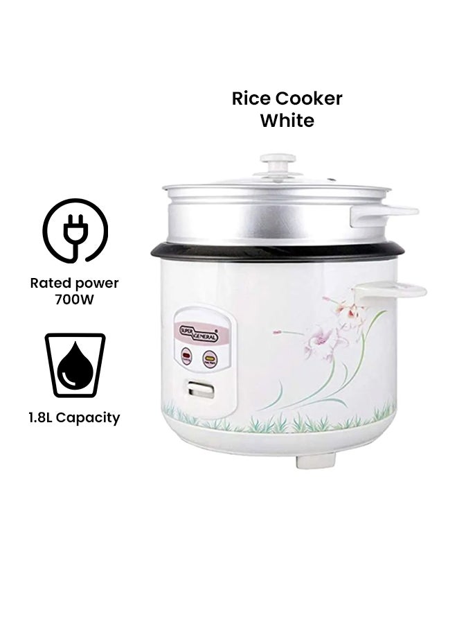 SUPER GENERAL Electric Rice Cooker 1.8 L 700.0 W SG RC18W White  - Image 2