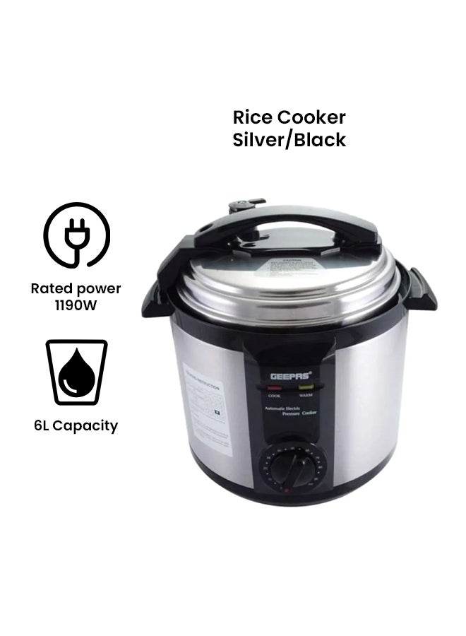 GEEPAS Electric Pressure Cooker | Non-Stick Coating Inner Pot | Keep Warm Function | Stainless Steel Cooker | Cool Touch Body | Timer Function 6.0 L GPC307 Silver/Black  - Image 2