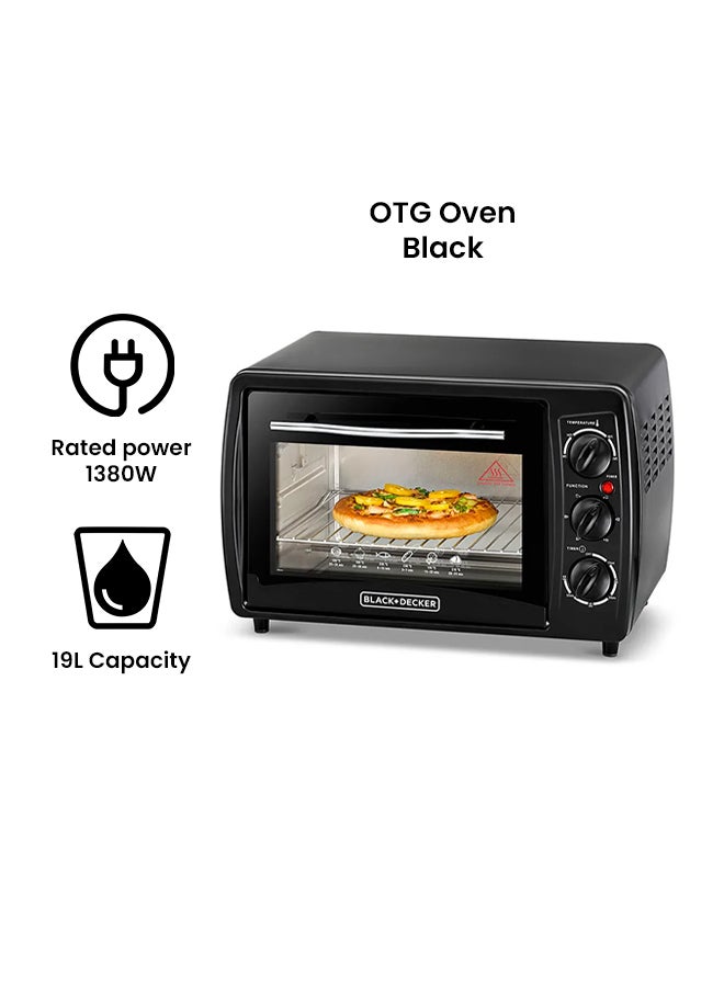 BLACK+DECKER Electric Oven Multifunction With Double Glass And Rotisserie For Toasting/Baking/Broiling 19 L 1380 W TRO19RDG-B5 Black  - Image 2