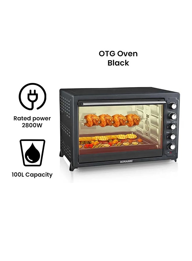 SONASHI - Electric Oven – 100L Countertop Oven with Auto Shut Off Function | 4 PCs Stainless Steel Heating Element with Rotisserie, Convection, and Lamp | Suitable for Toasting/Baking/Broiling 100 L 2800 W STO-734 Black - Image 1