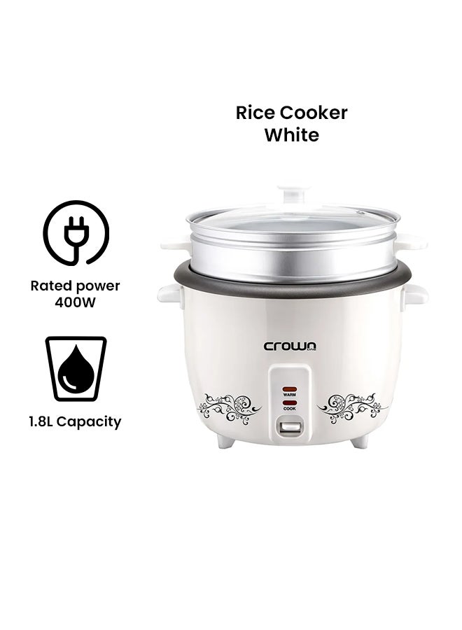كراون لاين جهاز لطهي الأرز مزود بمبخرة 1.8 L 400.0 W RC-169 أبيض  - Image 2