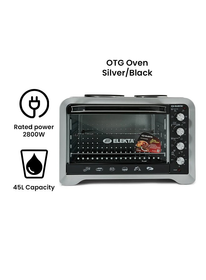 ELEKTA - Electric Oven 45L With 2 Hot Plate And Rotisserie 45.0 L EBRO-444HP(A) Silver/Black - Image 1