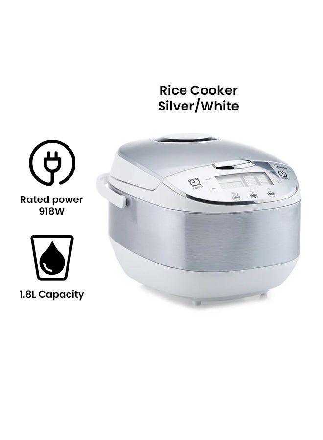 Midea - Multi Function Rice Cooker 1.8 L 918.0 W MBFS5017 Silver/White - Image 1