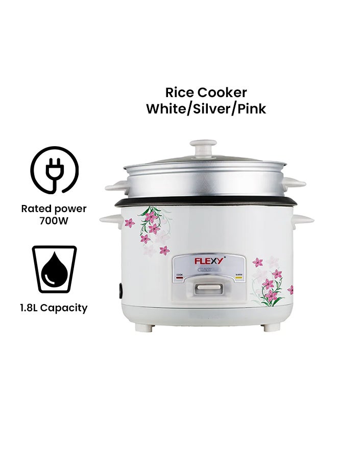 Flexy Electric Rice Cooker 1.8 L 700.0 W FH1800RID White/Silver/Pink - Image 2