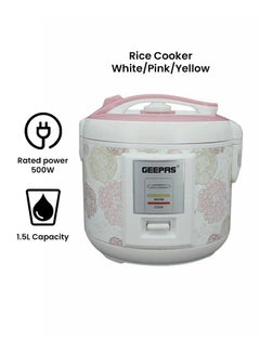 Electric Rice Cooker 500W - Non-Stick Inner Pot |Cook/Steam/Keep Warm | Make Rice & Steam Healthy Food & Vegetables 1.5 L 500 W GRC4334 / GRC4334N White/Pink/Yellow - v1645634499/N22906165A_8