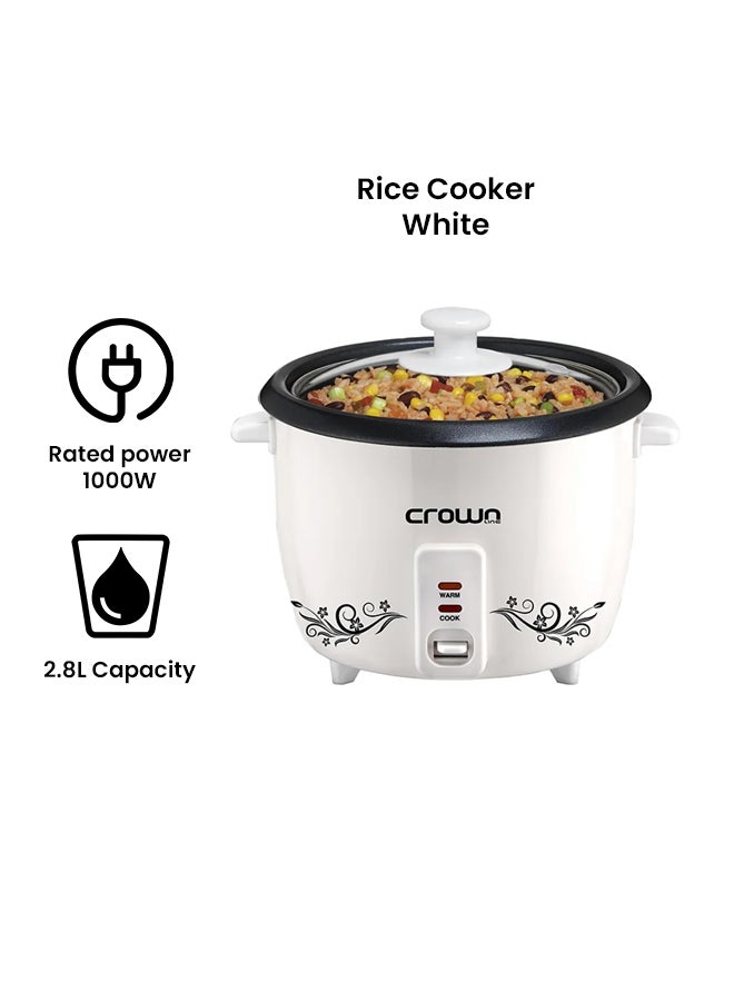 كراون لاين مجموعة جهاز طهي الأرز مع وعاء طهي بالبخار مكونة من 3 قطع 2.8 L 1000.0 W RC-169 أبيض - Image 2