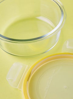 Noon East 3 Piece Borosilicate Glass Food Container Set - Airtight Lids - Lunch Box - Round - Food Storage Box - Storage Boxes - Kitchen Cabinet Organizers - Glass Food Container - Yellow Yellow 3-Piece (Round)  - Image 3
