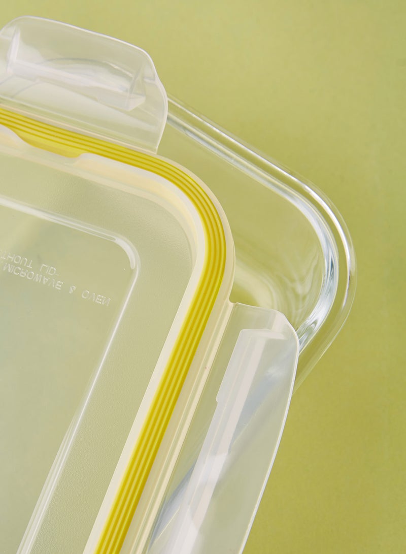 Noon East 3 Piece Borosilicate Glass Food Container Set - Airtight Lids - Lunch Box - Rectangle - Food Storage Box - Storage Boxes - Kitchen Cabinet Organizers - Glass Food Container - Yellow Yellow 3-Piece (Rectangle)  - Image 3