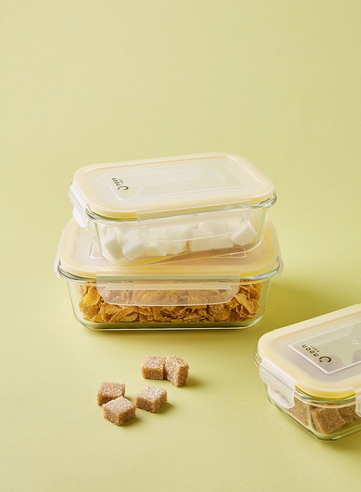 Buy Noon East 3 Piece Borosilicate Glass Food Container Set - Airtight ...