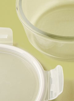 Noon East 3 Piece Borosilicate Glass Food Container Set - Airtight Lids - Lunch Box - Round - Food Storage Box - Storage Boxes - Kitchen Cabinet Organizers - Glass Food Container - White White 3-Piece (Round)  - Image 3