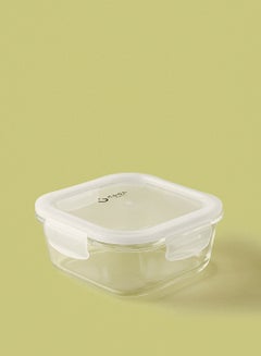 Noon East 3 Piece Borosilicate Glass Food Container Set - Airtight Lids - Lunch Box - Sqaure - Food Storage Box - Storage Boxes - Kitchen Cabinet Organizers - Glass Food Container - White White 3-Piece (Square)  - Image 2