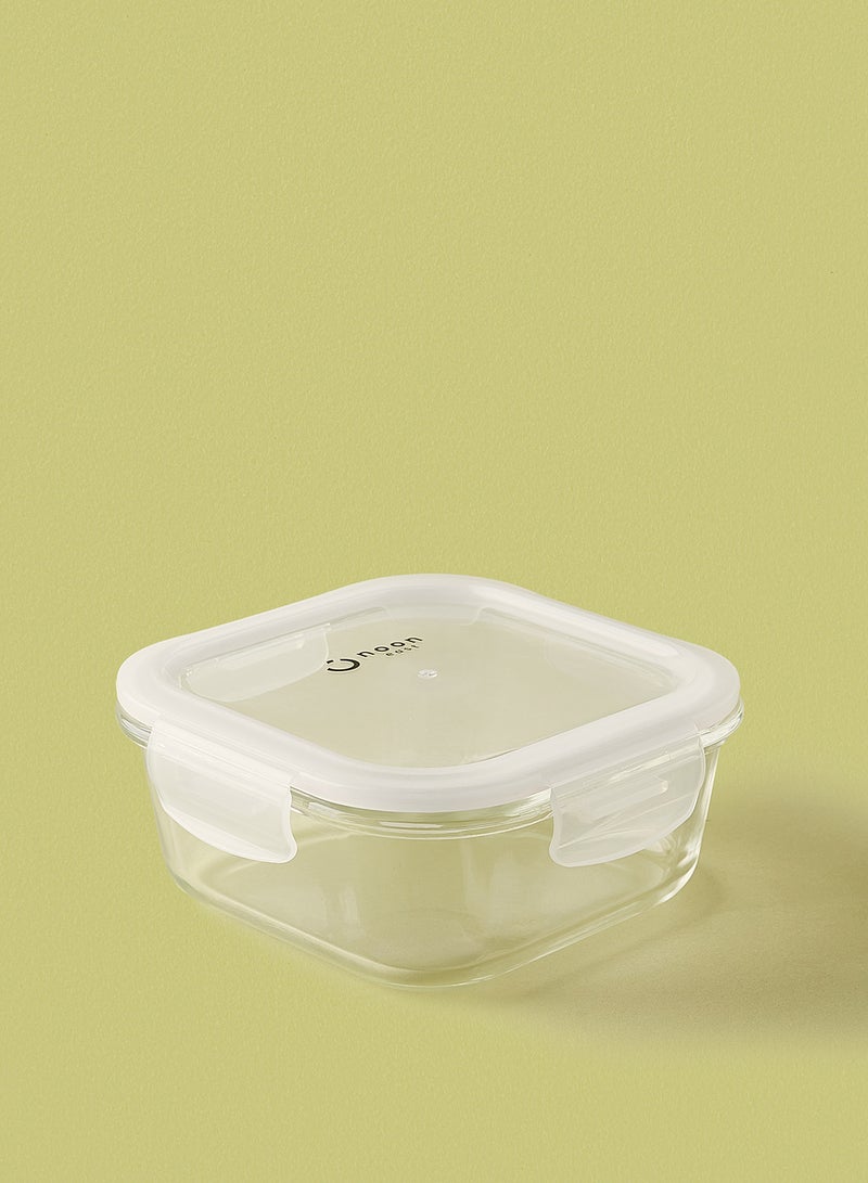 Noon East 3 Piece Borosilicate Glass Food Container Set - Airtight Lids - Lunch Box - Sqaure - Food Storage Box - Storage Boxes - Kitchen Cabinet Organizers - Glass Food Container - White White 3-Piece (Square)  - Image 2