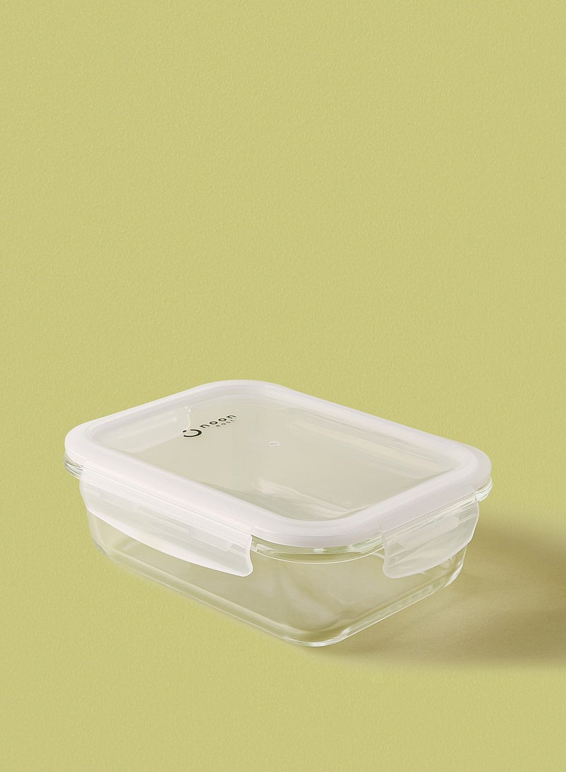 Noon East 3 Piece Borosilicate Glass Food Container Set - Airtight Lids - Lunch Box - Rectangle - Food Storage Box - Storage Boxes - Kitchen Cabinet Organizers - Glass Food Container - White White 3-Piece (Rectangle)  - Image 2